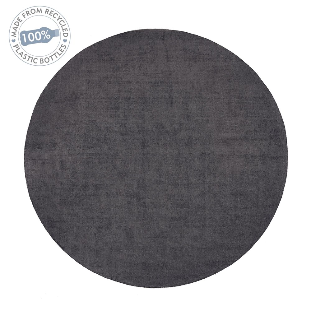 Reef Plain Dye Eco Circle Rugs in Dark Grey